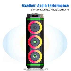 DIPAOER DP-2889 Triple <strong>8</strong>" Stereo Woofer Karaoke Speaker 2 Microphones RGB Light HIFI Bass Wireless Outdoor Computer Mobile Phone - Product Image 2