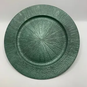 Nachhaltige grüne Kupfer Ladegerät Platte Hochzeit Tisch Abendessen Ladegeräte Teller Kunststoff