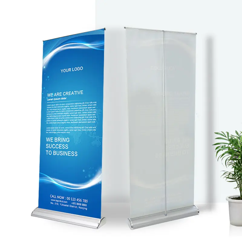 Toptan özelleştirilmiş yukarı çekin reklam promosyon posteri geri çekilebilir rulo afiş plastik standı, rulo afiş