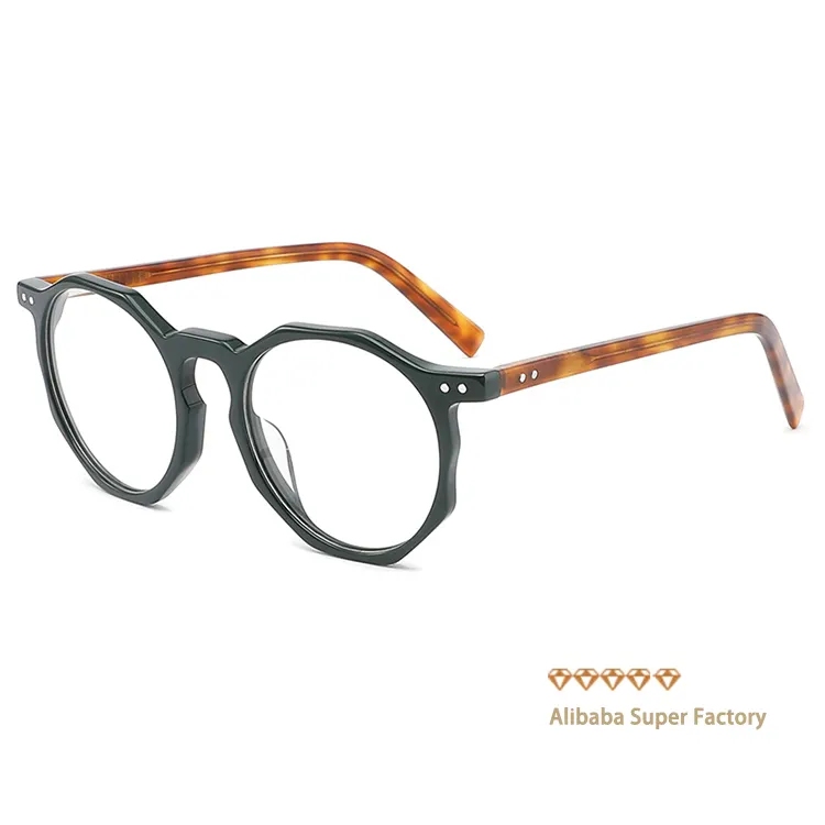 Toptan fiyat asetat tam çerçeve yuvarlak göz gözlük çerçeveleri gözlük gözlük çerçeveleri erkekler kadınlar için