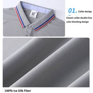 Camiseta de Alta Calidad para Uniforme de Empresa, Camiseta de Seda de Hielo para Hombre y Niños, Camiseta Personalizada con Logotipo Bordado para Hombre, Camiseta Polo de Golf con Cuello Acanalado - Product Image 3