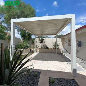 <strong>Outdoor</strong> Aluminum Pergola Waterproof Louvered Roof Gazebo Motorized with Adjustable Roof for Patio, <strong>Garden</strong>, Terrace, Poolside - Product Image 2
