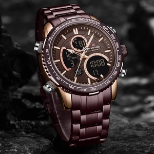 นาฬิกาข้อมือผู้ชาย <span class=keywords><strong>NAVIFORCE</strong></span> แบรนด์นาฬิกาสปอร์ตสำหรับผู้ชาย นาฬิกาดิจิตอลโครโนกราฟควอตซ์ สายสแตนเลสกันน้ำ สไตล์ลำลอง - Product Image 2