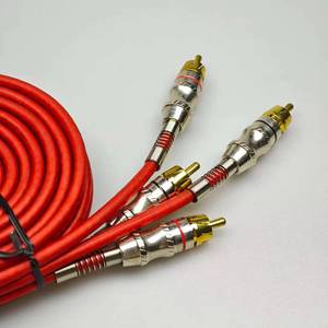 Car audio <b>cable</b>, red matte, high-braided gold-plated connector, male to male, 1m - Product Image 5