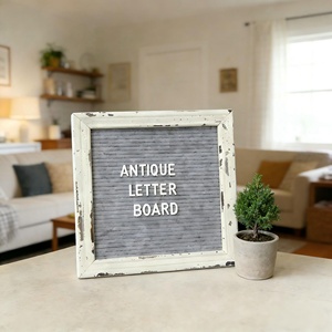 Tableau en feutre vintage 10x10 pouces avec lettres et chiffres, panneau rustique, tableau pour bébé, message, annonce de naissance, mot de passe Wifi - Product Image 2