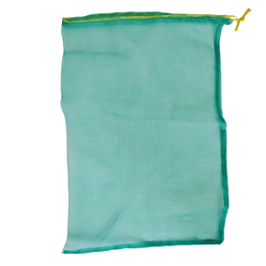 Sac à légumes en filet vert avec cordon de serrage jaune - Écologique - Product Image 1