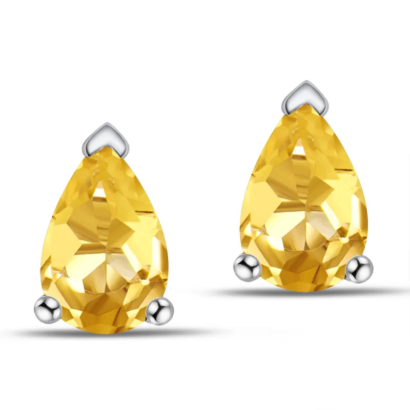 Multi color Choice 925 Sterling Silver pear cut Natural Topaz Citrine Amethyst Gemstone stud earrings for women
