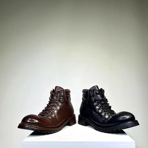 Botas de Martens de cuero genuino para hombre, botines de piel de caballo, botas de cuero, zapatos de estilo retro a la moda - Product Image 6