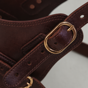 Harnais pour <span class=keywords><strong>chien</strong></span> en cuir véritable rétractable, nouvelle conception, épaissi, anti-traction, avec laisse pour grands chiens, pour la promenade et l'entraînement - Product Image 4