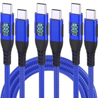 Kabel USB-C Pengisian Daya Ultra Cepat YouLong 100W 20V5A Tembaga Berlapis Timah IP67 PVC Tahan Lama 26 AWG Nilon Biru Transfer Data Kecepatan Tinggi