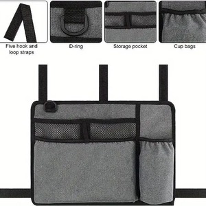 Bolsa de almacenamiento para andador, azul grisáceo, con múltiples bolsillos, plegable, para andador, accesorio para silla de ruedas - Product Image 2