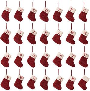 Adornos navideños Ventas Bolsa de regalo de dulces Lana de punto Copo de nieve rojo Letras Alfabeto Medias de Navidad - Product Image 2