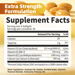 120 pezzi OEM 2 in 1 vitamina D3 K2 <span class=keywords><strong>B12</strong></span> capsule <span class=keywords><strong>integratore</strong></span> alimentare ad alta potenza - Product Image 3