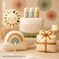 Ballons en aluminium en gros pour anniversaire, motifs dessin animé, gâteau, soleil, boîte cadeau, nuages, pour fête d'anniversaire d'enfants