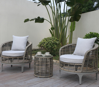 OSMEN Ostra Ensemble de meubles de patio en osier Table et chaises de tissage 3pcs pour balcon
