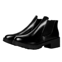 Bottes à plateforme pour femmes, style mode, hiver, décontractées, semelle épaisse, noires, en PU et tissu de coton