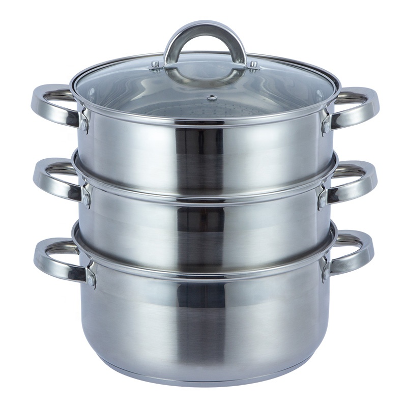 Высококачественная кухонная посуда на заказ, набор посуды из нержавеющей стали, трехслойная Пароварка, кастрюля для приготовления пищи