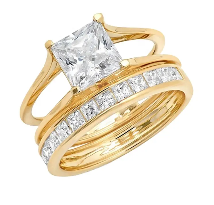 Hot Selling Jewelry Big Diamond Engagement Ring Fashion 14k Solid Gold Wedding Rings