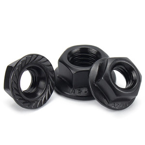 Écrou à bride hexagonale en acier noir A2-70 de qualité industrielle avec fond dentelé, utilisé pour les vélos d'extérieur - Product Image 3