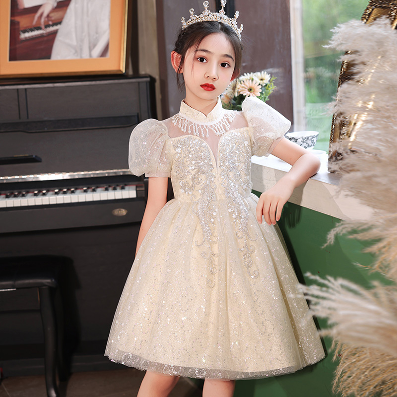 Girls' Dress High-End Atmospheric Party Cute Puffy Sleeve