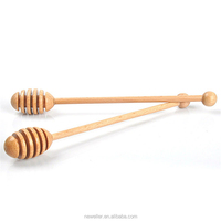 NEWELL - Palito para Miel de Madera Maciza de Loto de 6 Pulgadas (15 cm) con Diseño Único y Logotipo Personalizado, Ecológico, para Miel y Jarabe, Utensilio de Cocina