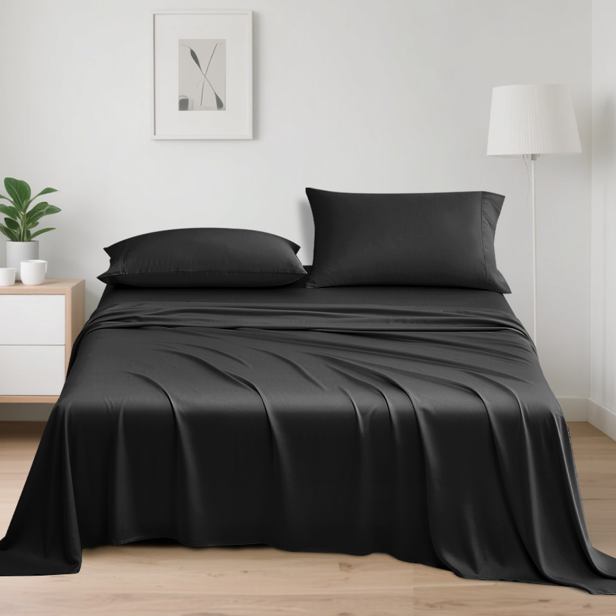4-Piece Luxury Bamboo 100% Viscose Sheet Set Silky Modern Plain Style For Home Or Hotel