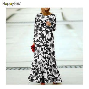 Venta al por mayor fiesta islámica musulmana manga larga madre e <span class=keywords><strong>hija</strong></span> vestido de noche musulmán para exteriores con hermosa impresión - Product Image 3