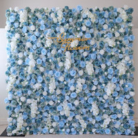 Panneau mural 3D fait main en forme de rose bleue, 8 pieds x 8 pieds, décoration de toile de fond de mariage pour cabine photo de fête
