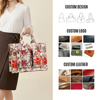 Sac fourre-tout en toile de coton robuste de haute qualité, motif floral, avec bordure blanche, sac à main vintage pour femmes, personnalisable OEM