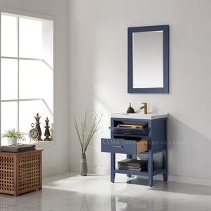 VAMA Factory 24 Inch Small Size American Home <strong>Bathroom</strong> <strong>Cabinet</strong> with <strong>Thin</strong> Ceramic Basin <strong>Bathroom</strong> Vanity Furniture 795024 - Product Image 2