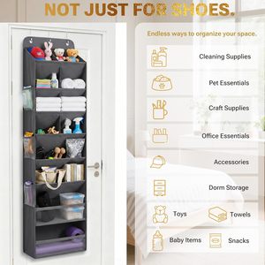 Hanging <b>Shoe</b> Organizer 8 Tier Deep Pockets Light Gray Over Door Closet Storage Rack For <b>Shoes</b> Entryway Multifunctional Polyester - Product Image 4