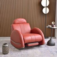 Neuer Luxus-Schaukelstuhl aus Eschenholz mit Massivholzrahmen, Hochwertiges Leder-Faulsofa, Balkon-Freizeitliege, Wohnmöbel