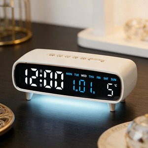 Réveil LED de luxe Huayang 2819 avec minuterie, 3 niveaux de luminosité, sortie USB, lumière d'ambiance, cadeau pour la maison - Product Image 3