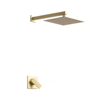 Ensemble de douche mural encastré noir mat carré avec mitigeur monocommande, jet pluie et cartouche céramique