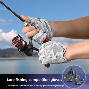 Gants de pêche unisexes à trois doigts, respirants, antidérapants, pour la pêche à la ligne, le cyclisme, le kayak, les activités de plein air - Product Image 4