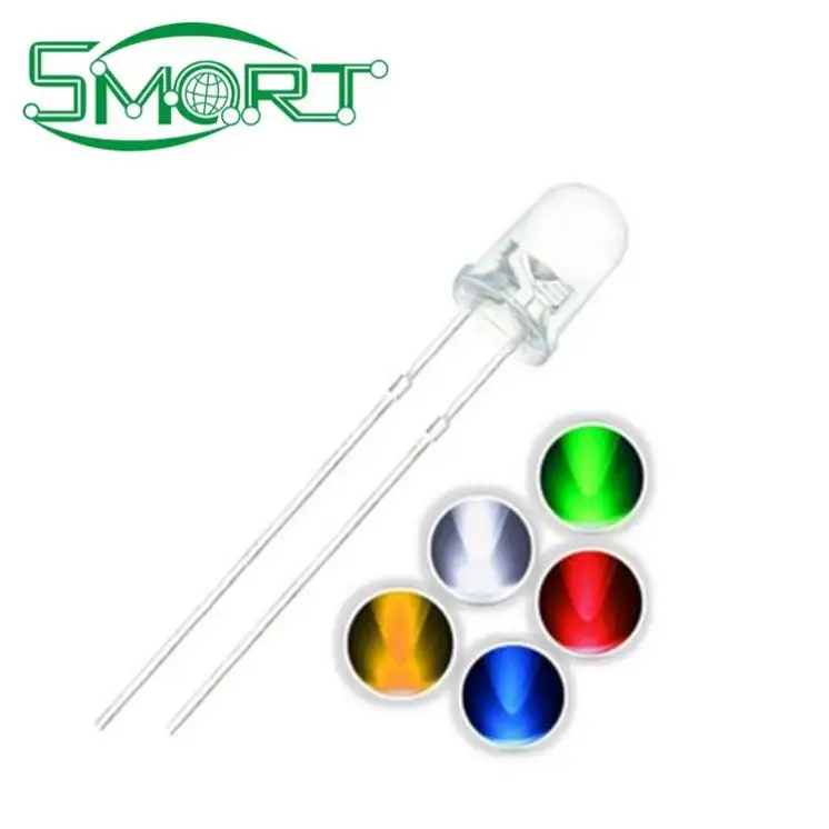 Smart Electronics F3 5 couleurs Ultra Bright 3MM Round Water Clear Green/Yellow/Blue/White/Red LED Light Lamp Emitting Diode