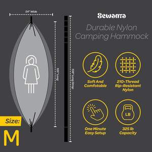 Sedia Amaca da Campeggio in Nylon e Acciaio, Resistente, Singola o Doppia, Capacità 400 lb, con Cinghie per Alberi e Borsa per il Trasporto, per Viaggi e Escursioni - Product Image 2