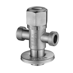 Robinet d'angle en acier inoxydable Hemans 15 mm FPT x FPT, robinet d'arrêt à trois voies avec noyau en cuivre pour distribution d'eau - Product Image 1