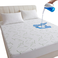 Protège-matelas imperméable en tissu jacquard de bambou et polyester pour hôtel, commande en gros