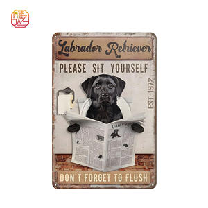 Letrero Metálico Divertido de Perro <span class=keywords><strong>Labrador</strong></span> para Baño, Letrero de Aluminio para Hogar, Cocina, <span class=keywords><strong>Bar</strong></span>, Cafetería, Club, Letrero Vintage para Baño de 12 x 8 Pulgadas - Product Image 1
