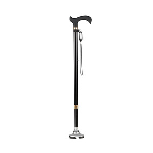 Canne de marche télescopique réglable en alliage d'aluminium, antidérapante, noire, pour personnes âgées - Product Image 3