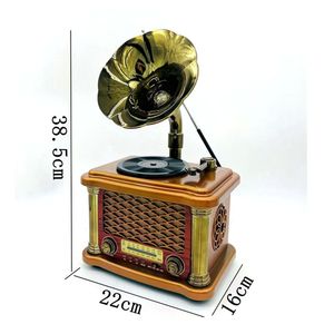 Radio portable rétro de luxe, design de lecteur de vinyle, Bluetooth sans fil, <span class=keywords><strong>FM</strong></span>/AM/SW, lecture USB/TF, grande boîte à musique rechargeable en métal - Product Image 2