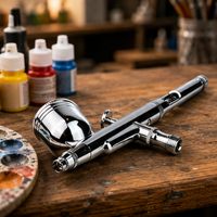 Pistolet de pulvérisation chromé à alimentation par gravité de 7 ml avec queue creuse réglable pour un contrôle précis de la pulvérisation, pistolet aérographe pour la peinture artistique