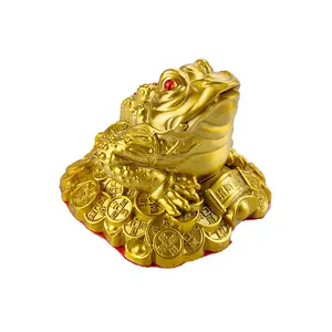 Factory Custom Design Chinese Traditional Art Table Top Decoration Gold Color Home Decor Brass Luxury Toad Ornaments