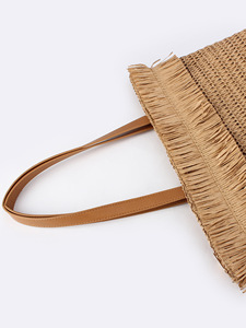 Nouveau Sac à Main en Laine pour Femme, Tendance Quotidienne, Décontracté, Vacances, Grande Capacité, Motif Tressé Simple et Frais, Fermeture Éclair à Franges, Tanjing - Product Image 2