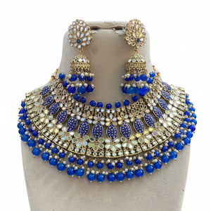 Jewelemarket 12741801BLU Fine Jewelry <b>Set</b> Gold-Plated Mirror and <b>Beads</b> Necklace - Product Image 2