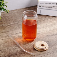 Tasse en verre borosilicate de haute qualité 350 ml 500 ml avec paille en bambou et couvercle – Meilleures ventes