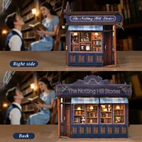Kit de bricolage pour bibliothèque miniature de luxe Notting Hill avec éclairage LED, décoration intérieure, cadeau de Noël/anniversaire