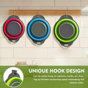 Colador de Fregadero de Cocina de Metal Grande y de Alta Calidad, Fácil de Guardar, Juego de 2 Piezas, Cesta Filtrante Plegable para Alimentos, Uso Doméstico - Product Image 5