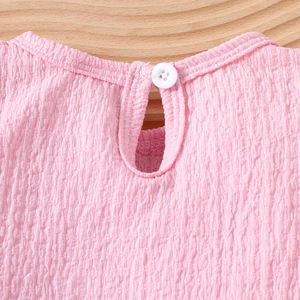 Per Amazon europa e America nuovo Set da ragazza rosa crêpe a maniche lunghe con fiocco e gonna in Denim per l'estate per la bella stagione - Product Image 4